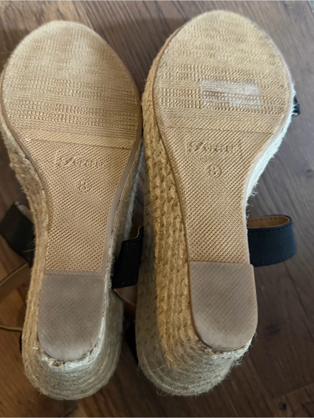 Forever Black Espadrille Wedge Sandals